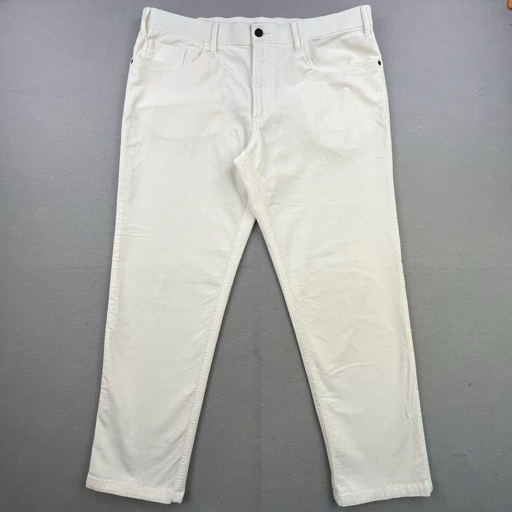 Haggar Corduroy Pants Men’s 38x29 Ivory Cream Stretch 5 Pocket Cord Straight Fit